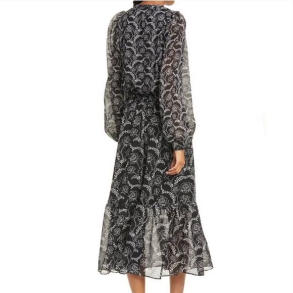 A.L.C. Silk Blend Flowy Floral Long-Sleeve Midi Dress NWT Size 4 - Picture 11 of 17